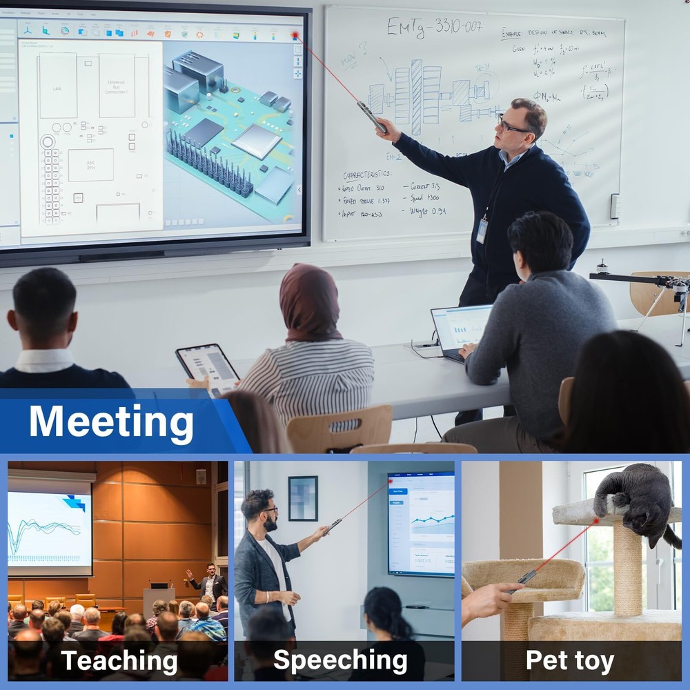 2-in-1 USB C Presentation Clicker Rechargeable Wireless Presenter Remote Clic...