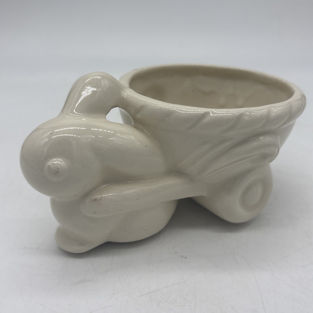 Easter Pottery Mid Century  McCoy ? Unmarked Egg Basket Rabbit Planter