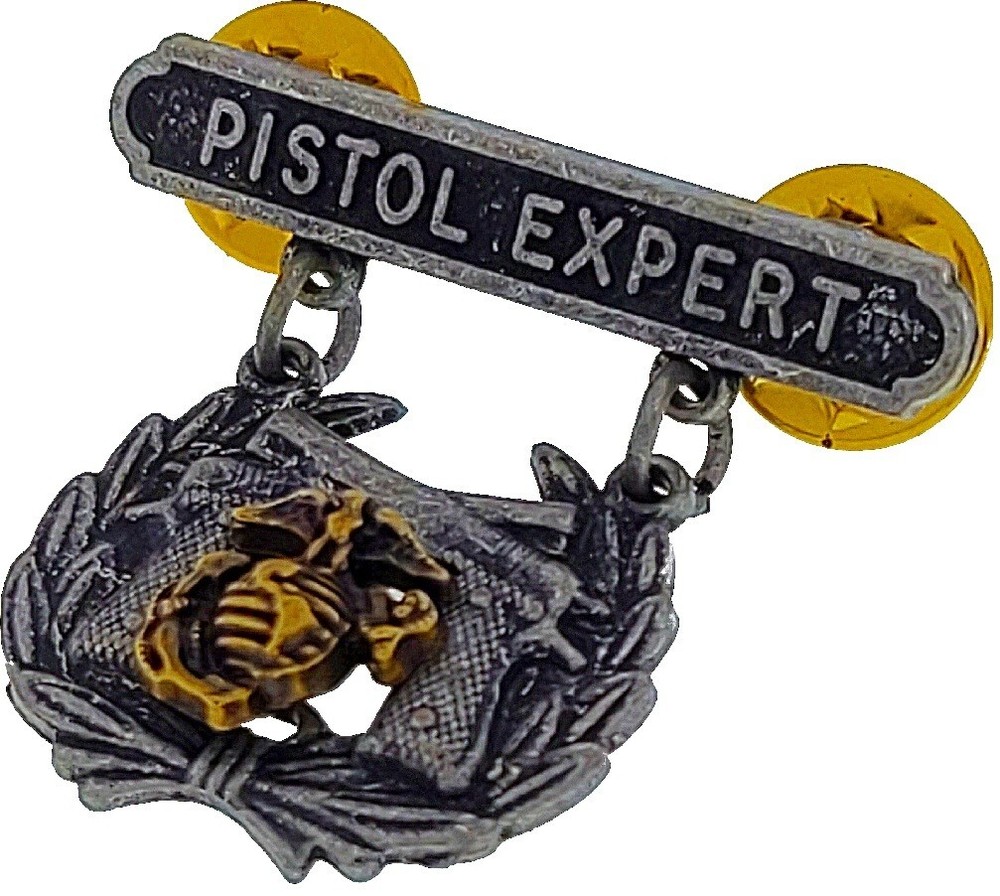 USMC US Marine Corps PISTOL QUALIFICATION EXPERT Shooting Custom Badge Pin