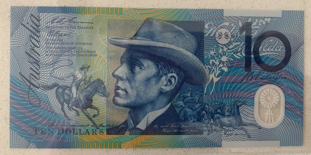 1993 Fraser/Evans $10.00 Banknotes - Blue Shading