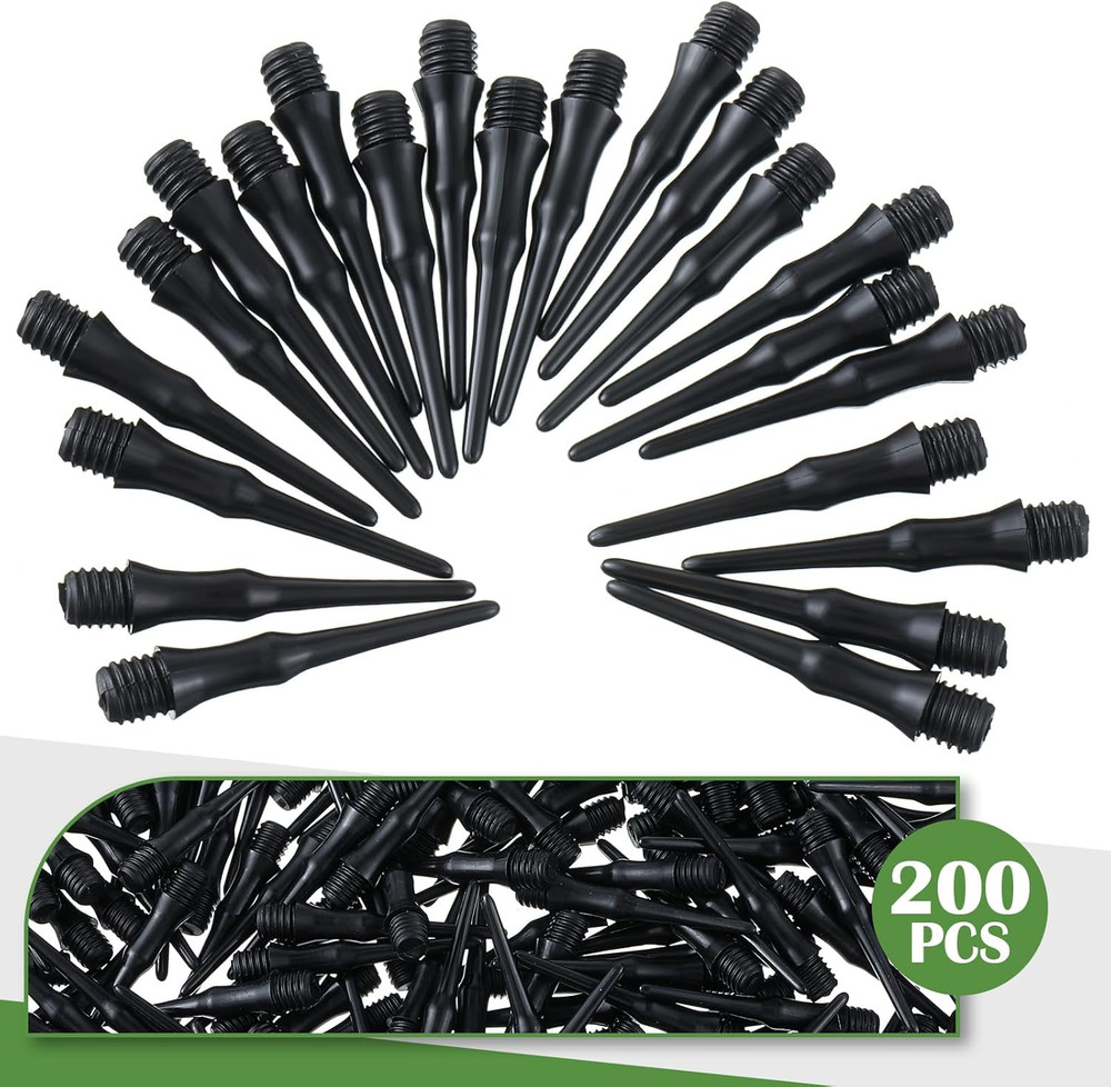 200 Pack 2BA Thread Soft Tip Dart Points Plastic Replacement Dart Tips Soft Tip