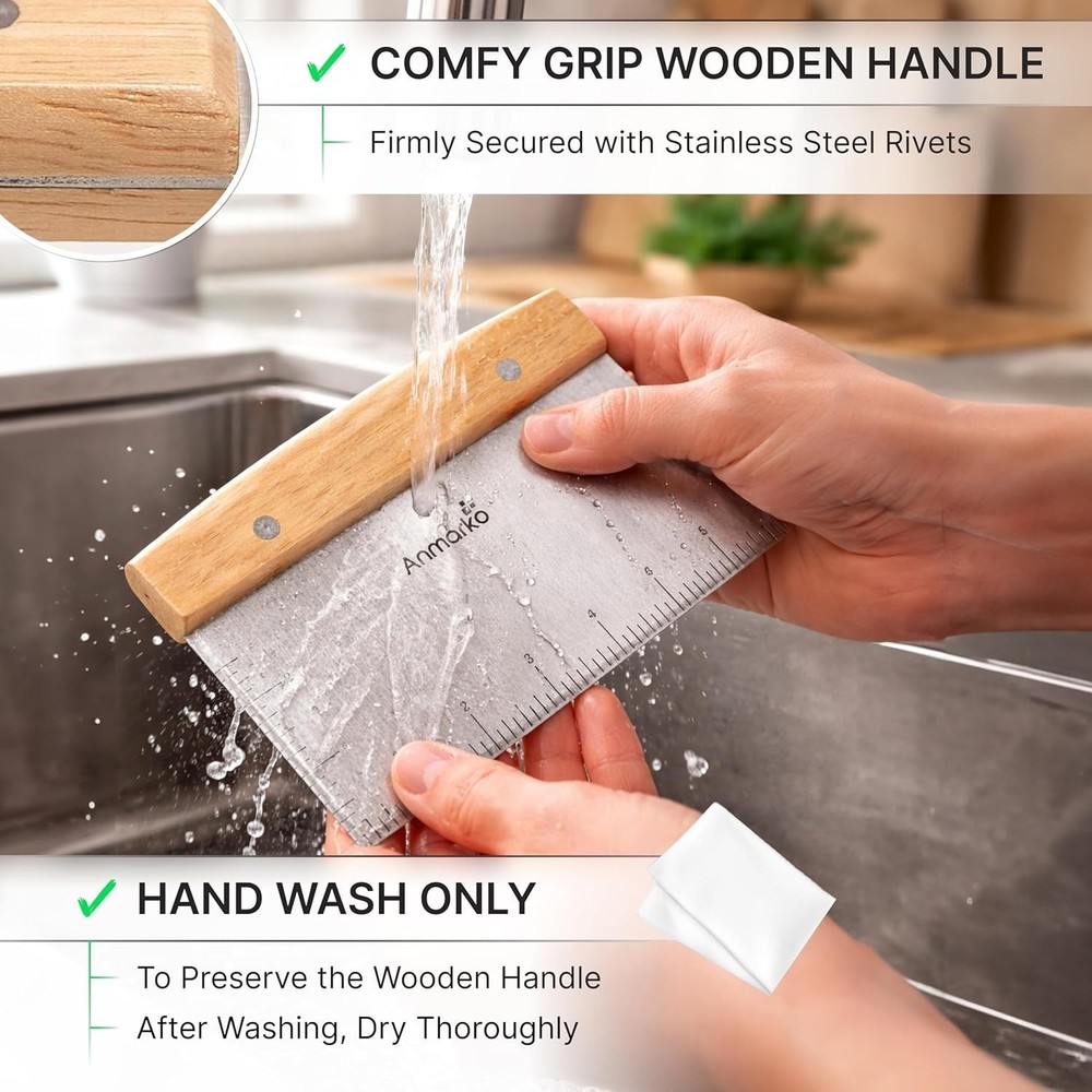Heavy-Duty Bench Scraper - Triangular Stainless Steel Tool for Precise Cooking
