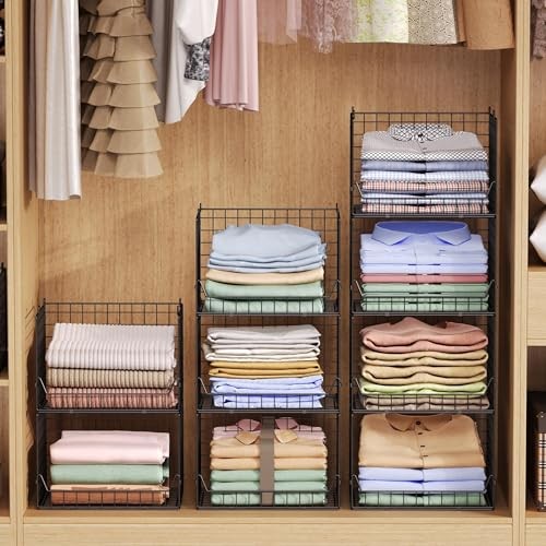 4-Tier Extra Height Stackable Closet Organizer – Foldable Storage Bins for