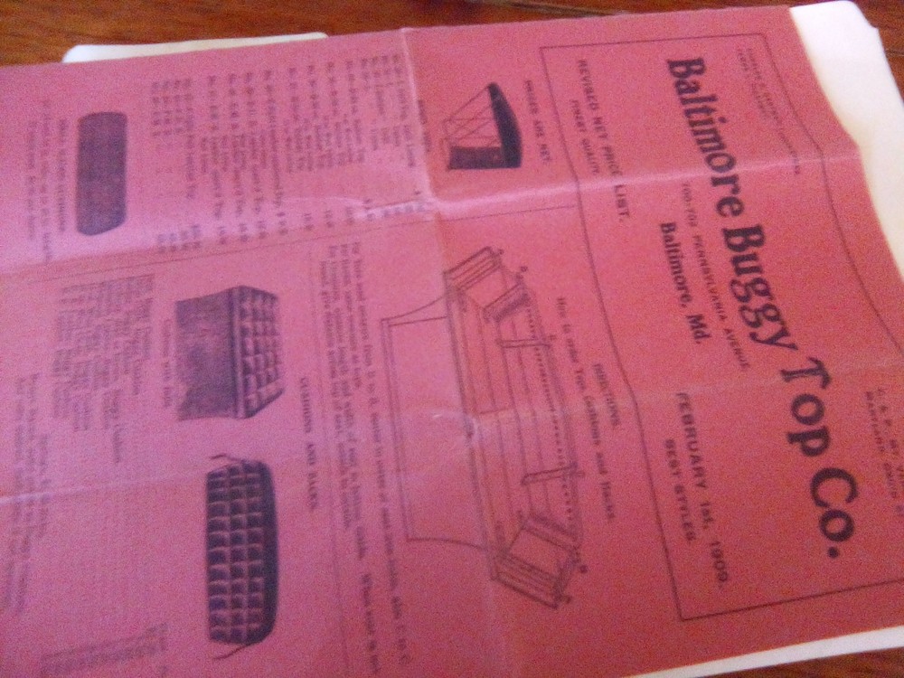Baltimore Buggy Top Co. Sales brochure, circa 1909