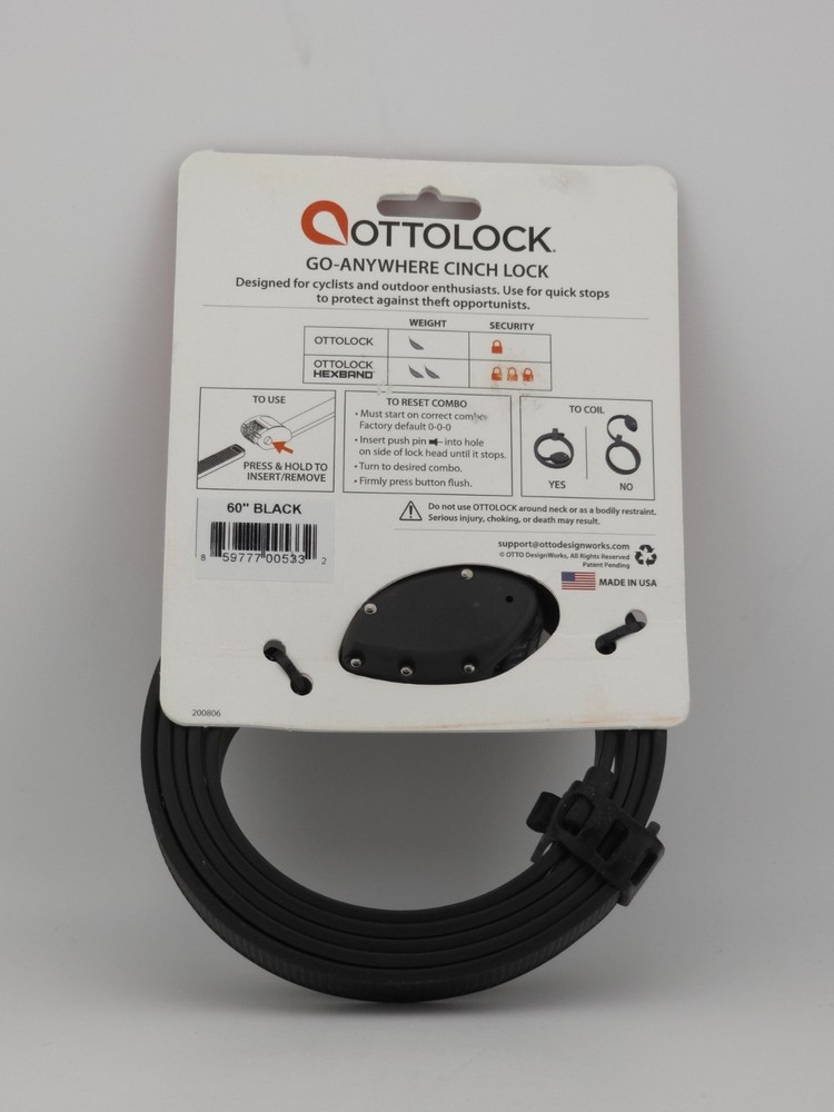 OTTOLOCK Cinch Lock: 60" Stealth Black NEW