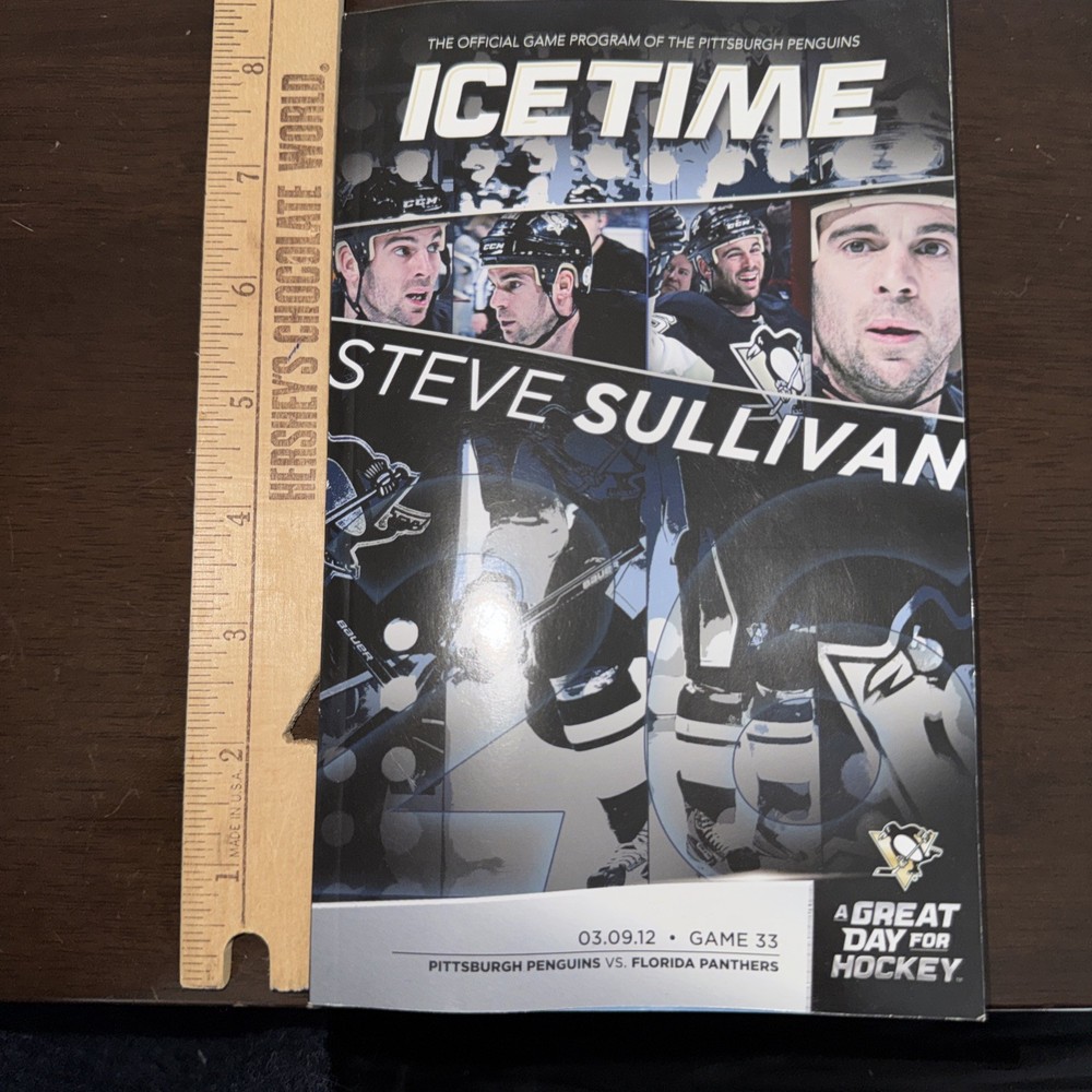 Pittsburgh Penguins Florida Panthers 3/9/2012 Sullivan IceTime Game 33 Program