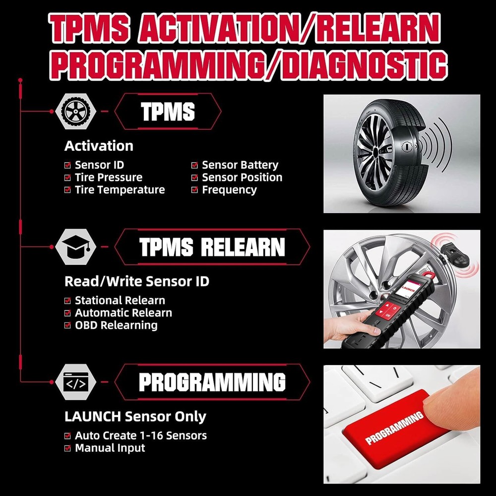 LAUNCH X431 i-TPMS Car TPMS Tire Pressure Sensor Activator Programming Learning