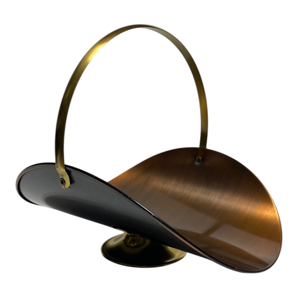 Coppercraft Guild Burnished Copper Mini basket with Brass Base and Swing Handle