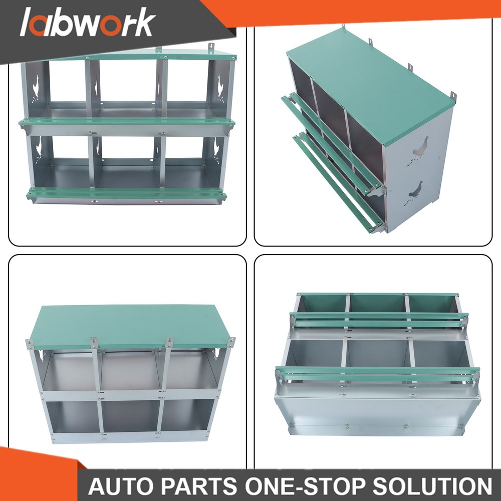 Labwork 6-Compartment Metal Poultry Nesting Box Wall Mount Easy Egg Collection