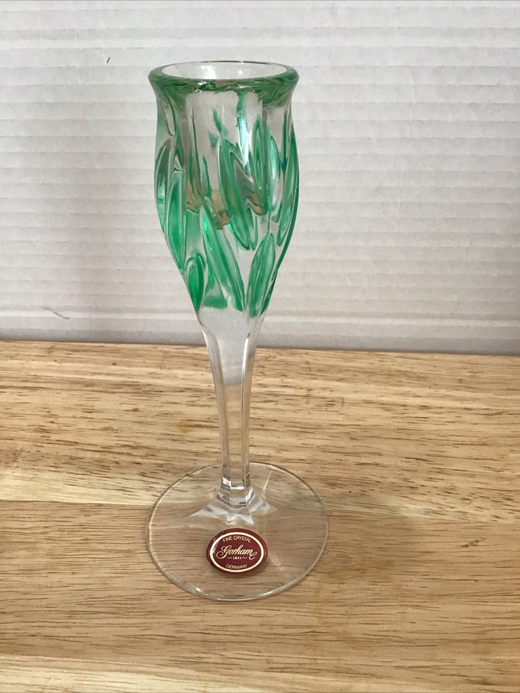 Green Crystal Gorham Candlestick 6.5”