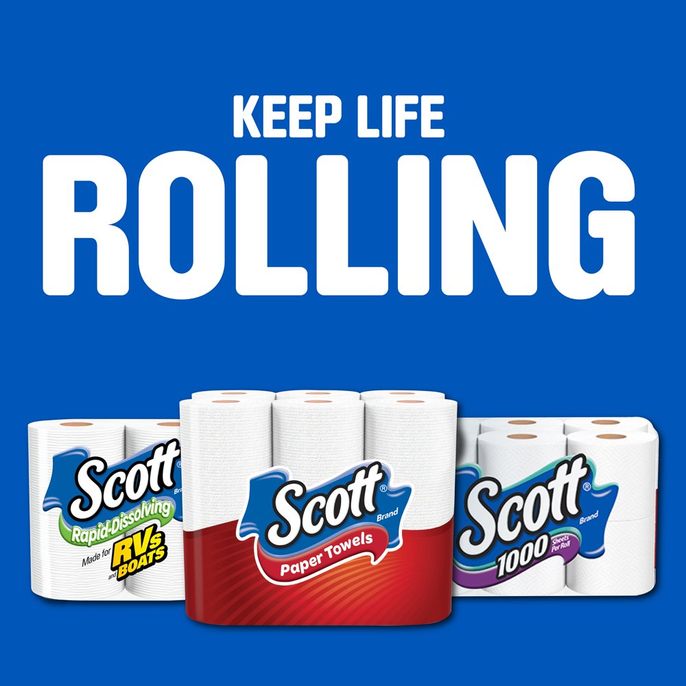 Scott Rapid-Dissolving Toilet Paper, 12 Regular Rolls