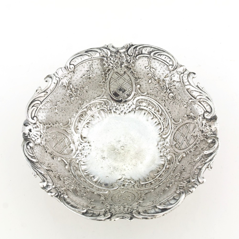 Ornate German Solid Sterling Silver Bowl. Hanau. 1900.