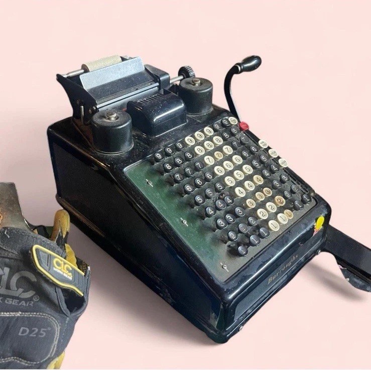 Burroughs Adding Machine with Hand Crank Vintage 1920’s