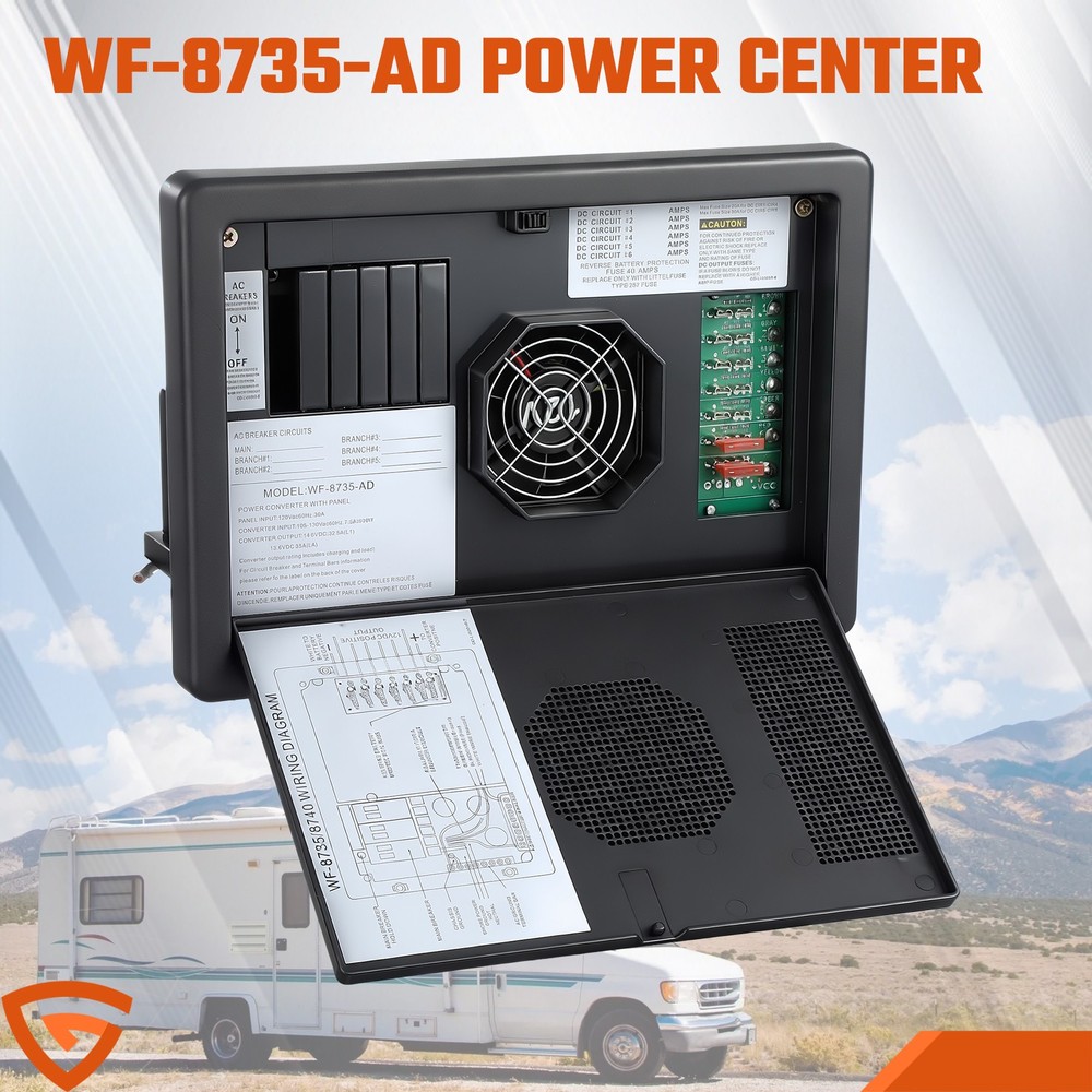 RV Converter Charger WF8735-P 30 Amp NEW 30 Amp 30 Amp Power WF-8735-AD Black