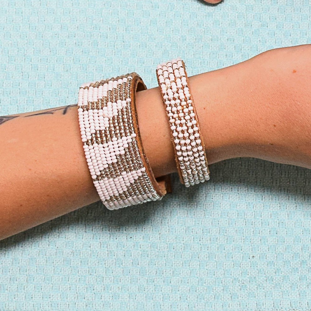 Medium Silver Tri Leather Cuff