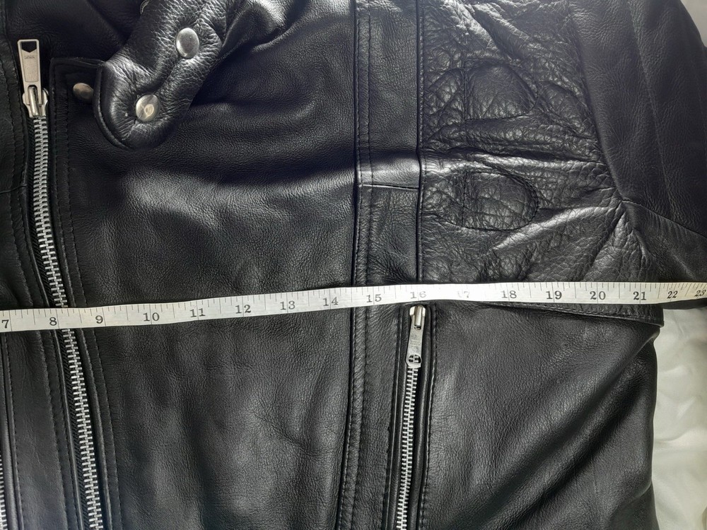 Bashir Genuine Leather Black Motorcycle Jacket Size 42