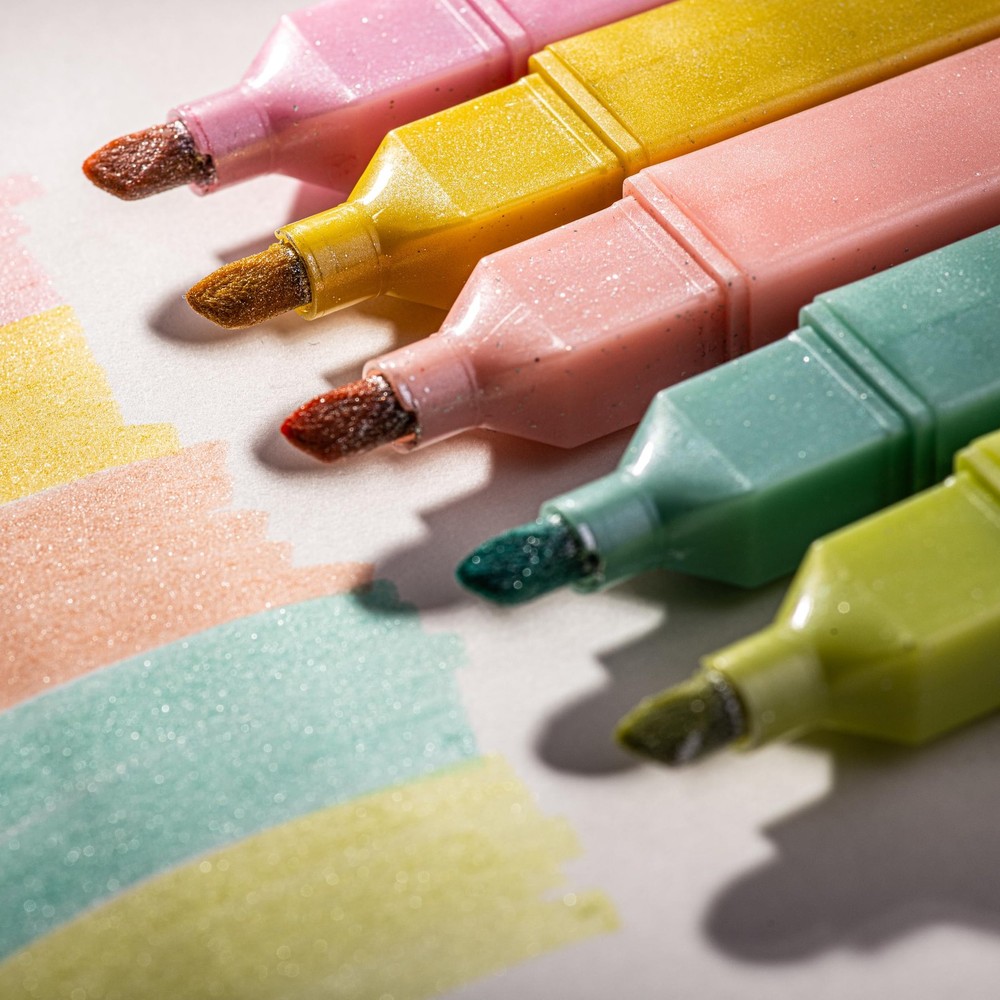 DIVERSEBEE Glitter Bible Highlighters with Soft Chisel Tip, 5 Pack, Sunshine