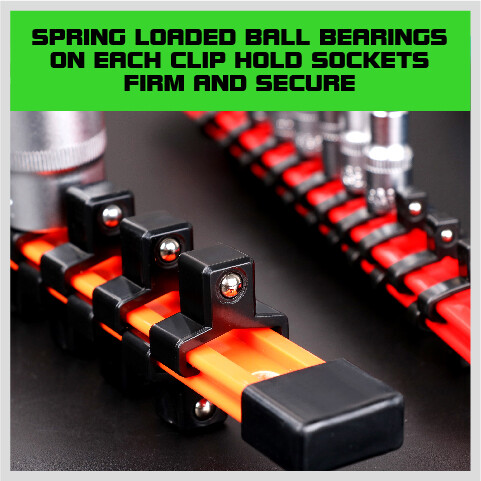 3PC Socket Organizer Sliding Holder Rail Mountable 1/4" 3/8" 1/2" Tool Storage