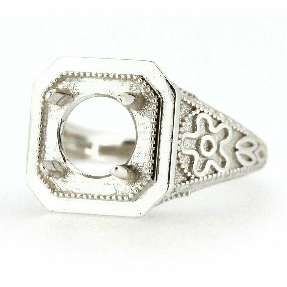 Sterling Silver Semi Mount Ring Setting Round RD 8x8mm