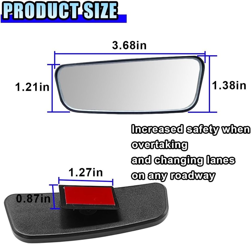2PCS Rectangle Blind Spot Mirror for Car, Adjustable Wide Angle Mirror Framed