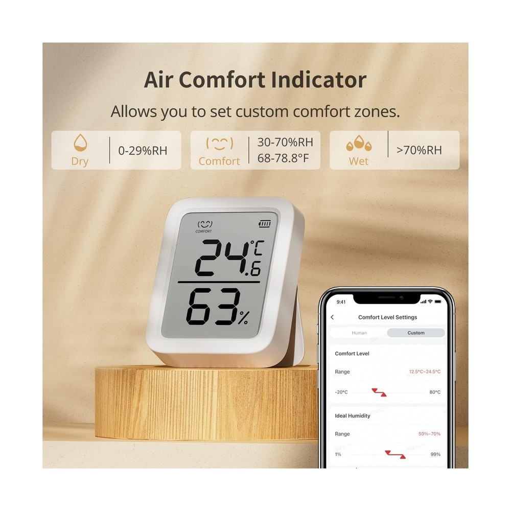 SwitchBot Thermometer Hygrometer, Bluetooth Indoor Humidity Meter for Home, T...