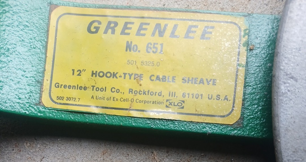 Greenlee 651 12" Hook Type Cable Sheave (2)