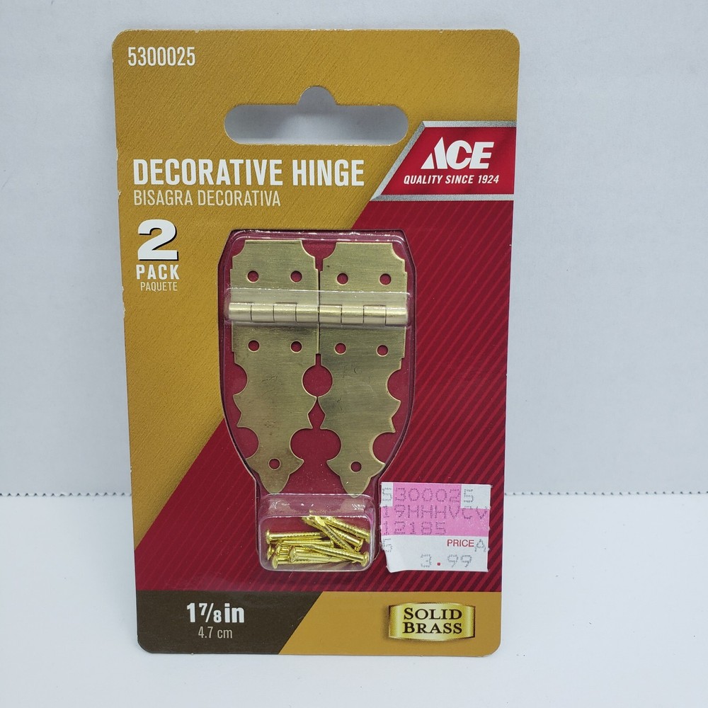 Ace Decorative Hinge SOLID BRASS  2 Pack  1-7/8"  #5300025