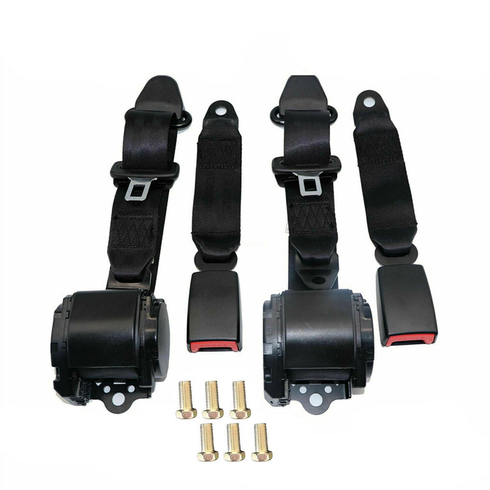 2 Set Safety 3 Point Retractable Car Seat Lap Belt Adjustable Kit Universal