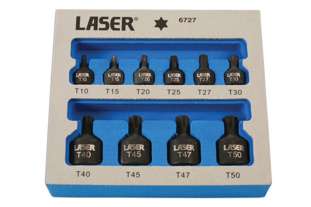 Laser Tools Low Profile Impact Star Socket Bit Set 1/4"D, 3/8"D 10pc 6727