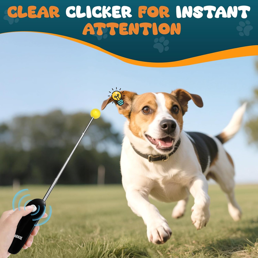 Dog Training Clicker with Target Stick – Portable & Retractable Trainer with Com