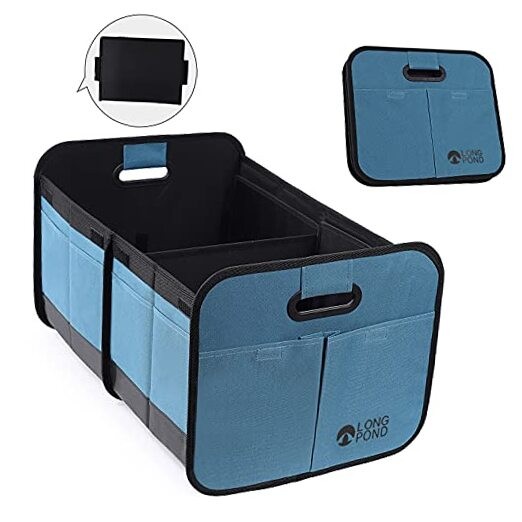 Car Trunk Organizer Storage SUV Foldable Cargo Storage Containers with 9 Blue