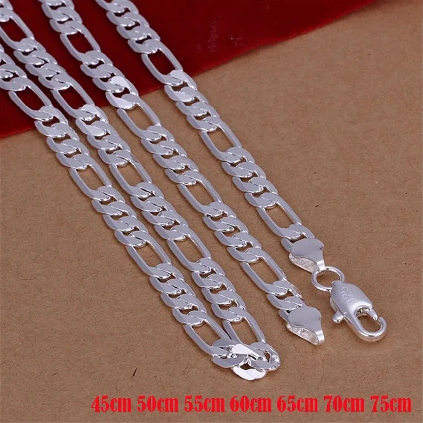 Solid 925 Sterling Silver Necklace For Men Classic 12mm Cuban Chain