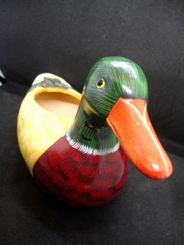 Ceramic Duck Planter Nice colors 10" Length 5.5" H