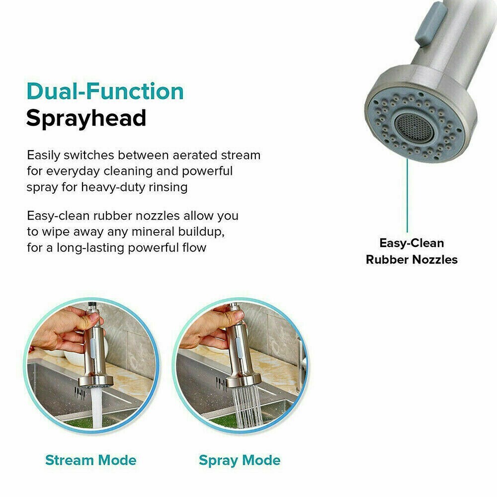 Kitchen Faucet Sink Pull Down Sprayer Single Lever Mixer Tap Spring Deck Mount