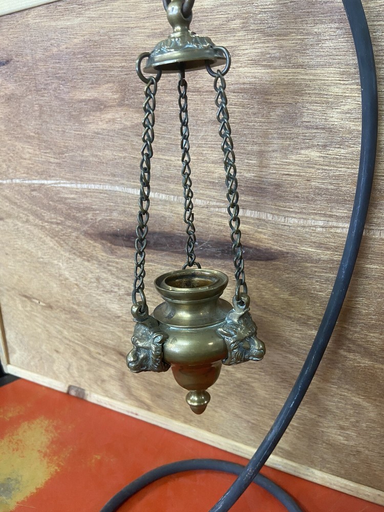 Bronze? Hanging Incense Burner 3 Lion Faces No Lid