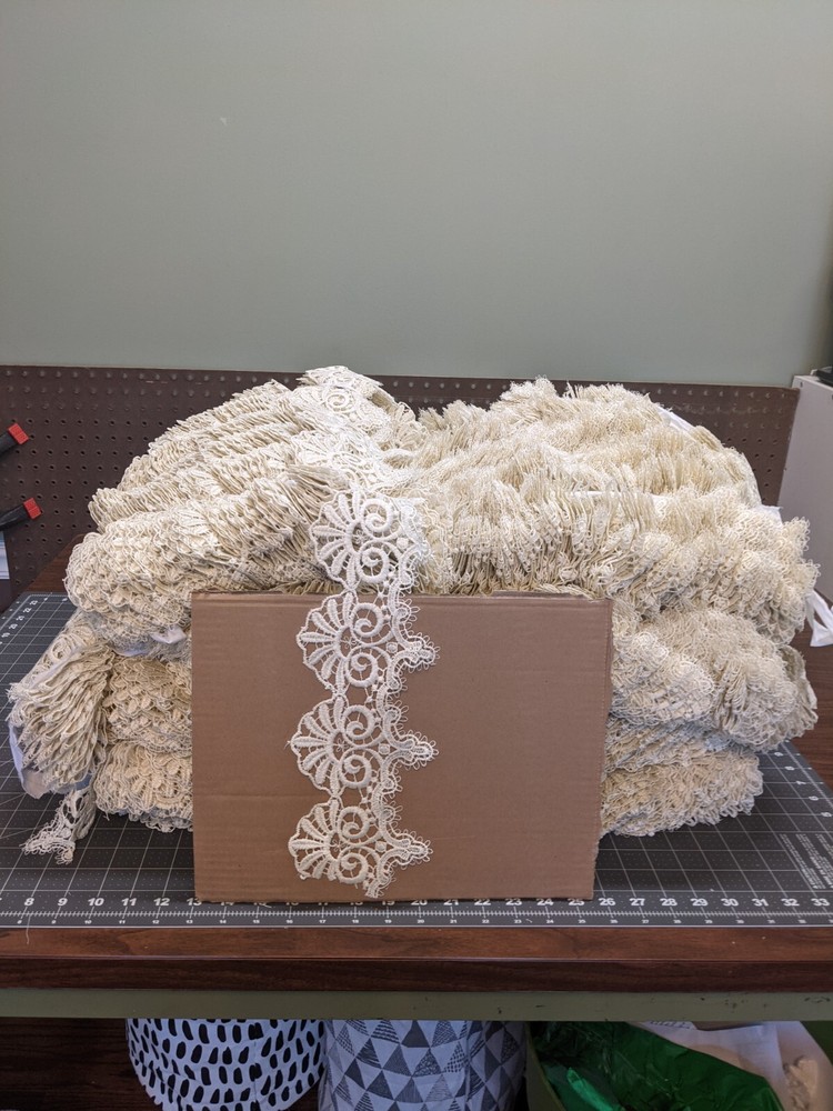 Doily Boutique Table Runner or Doily with Bleached White or Ivory Fancy Lace