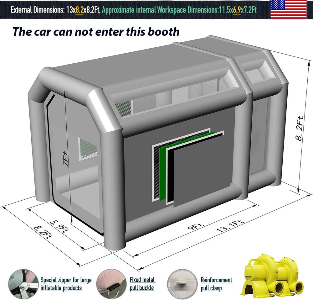 Inflatable Spray Booth Paint Tent Car Paint Capacious Filter System With Blowers