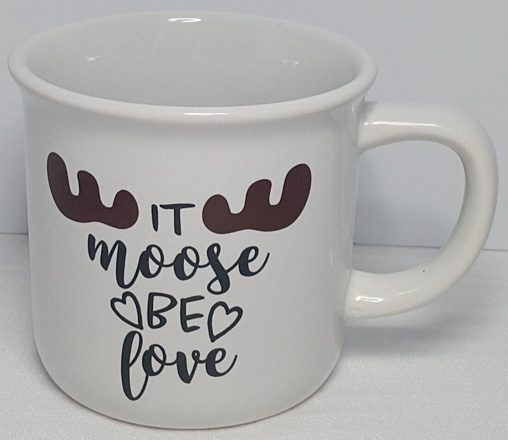 White Coffee Cup "It Moose Be Love" Comical Theme