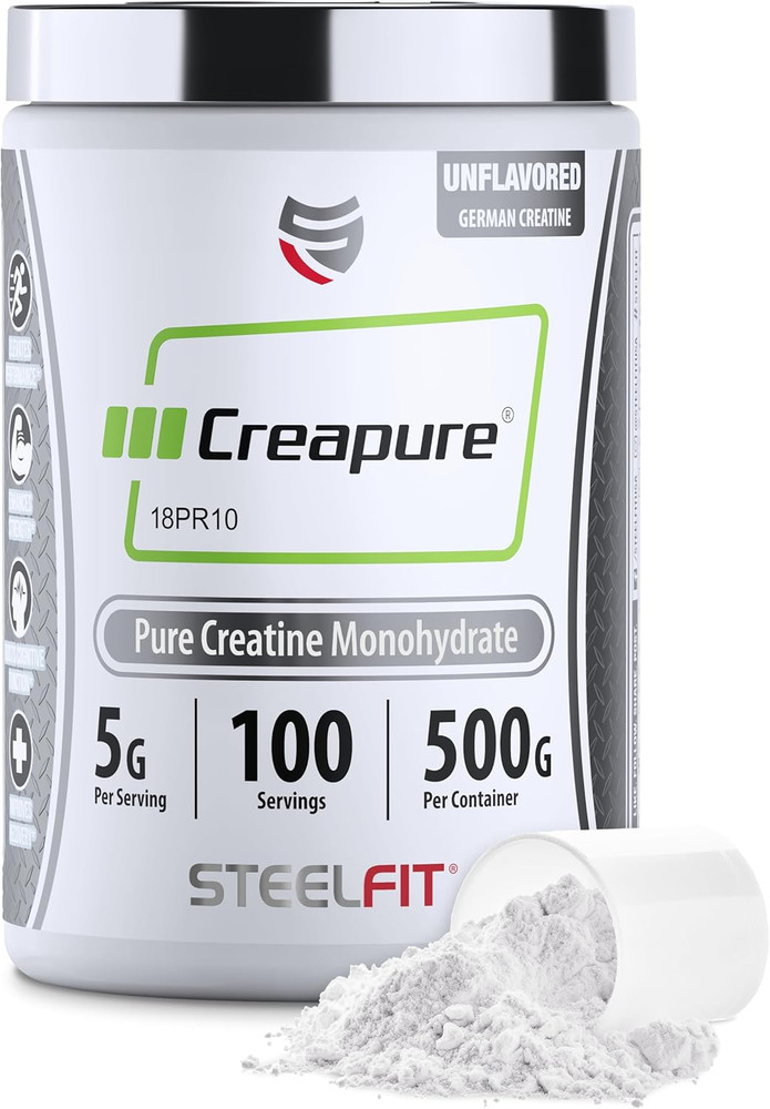 Steelfit Creapure Creatine Monohydrate Powder, Unflavored - German Micronized Cr