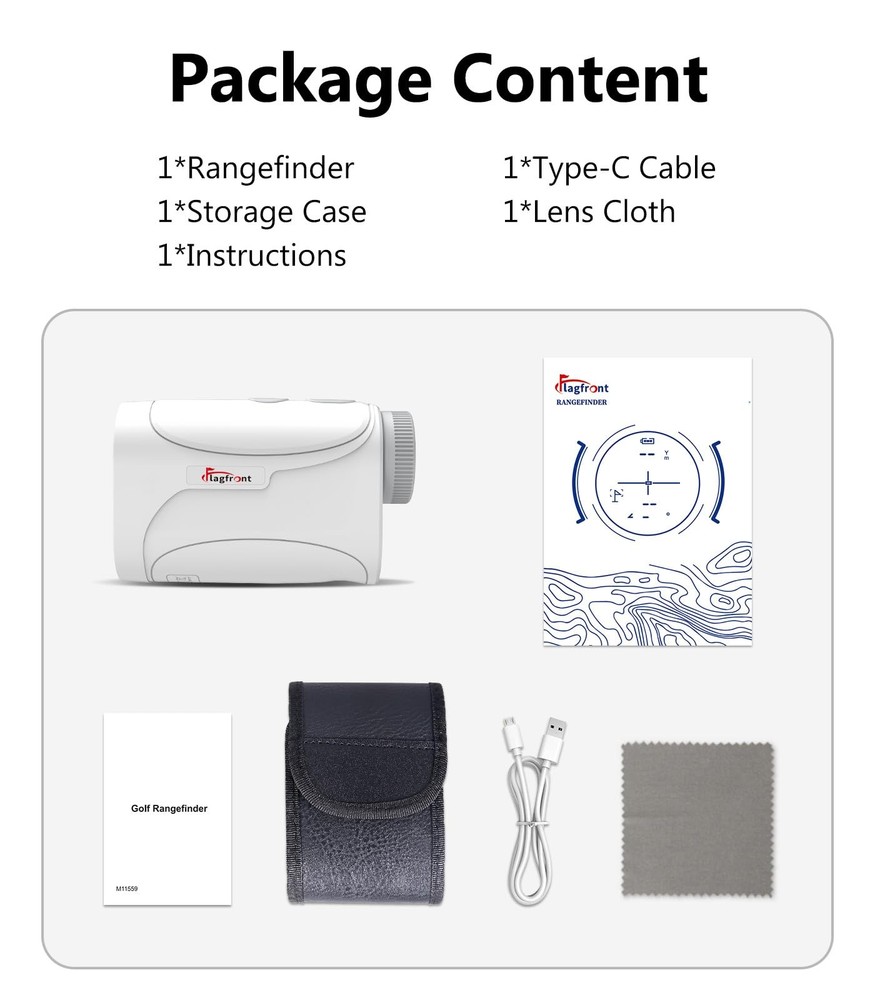 Flagfront Range Finder Golf Rangefinder with Slope, 1200 Yards N2-White