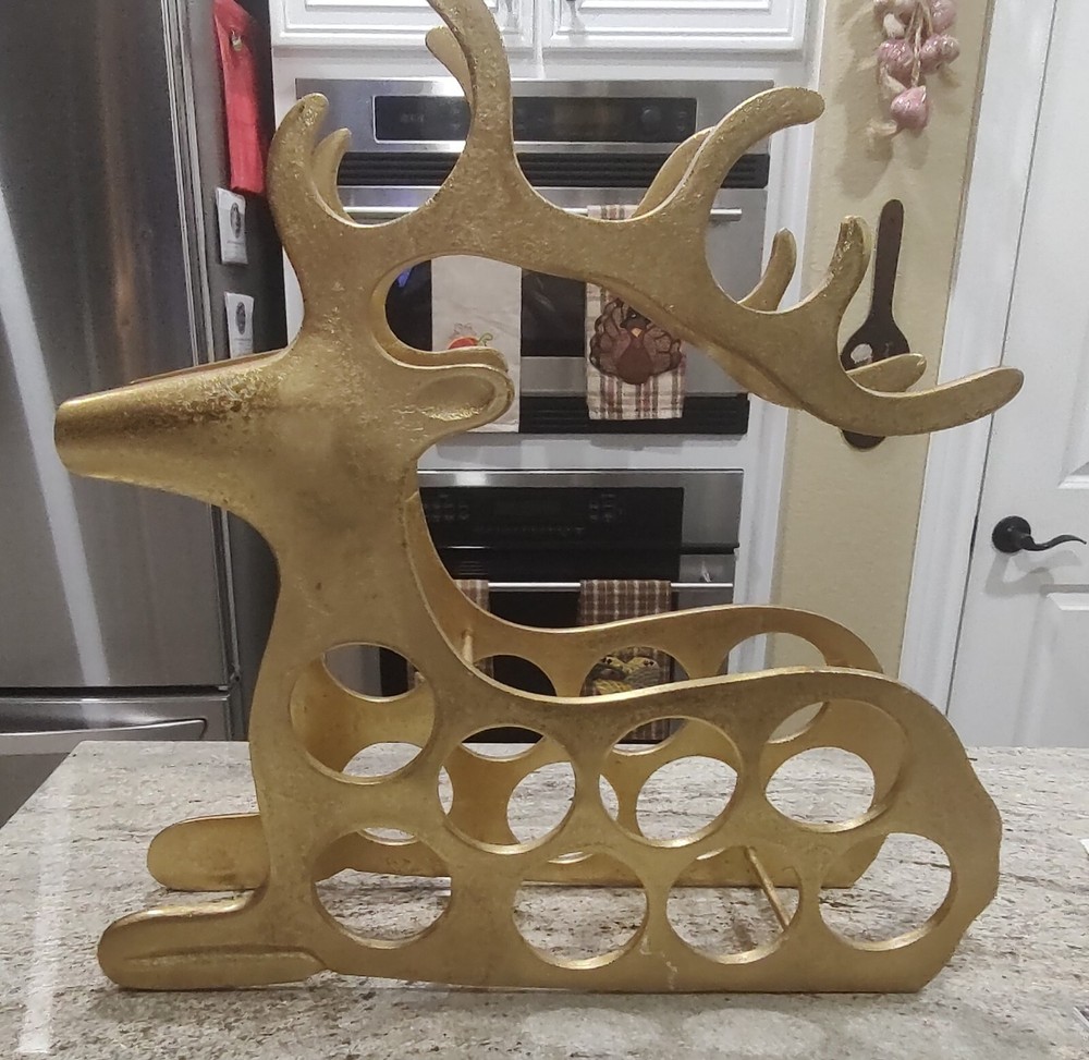 Elegant Gold Metal Stag Wine Rack