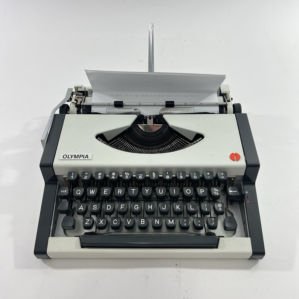 Olympia Traveller Typewriter white, Midcentury 70s, fully functional, German...