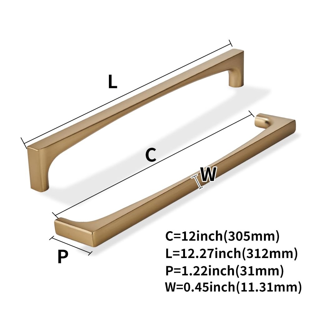 3 Pack Solid Handles Appliance Handle Pull 12-Inch(305mm) Satin Brass Cabinet...