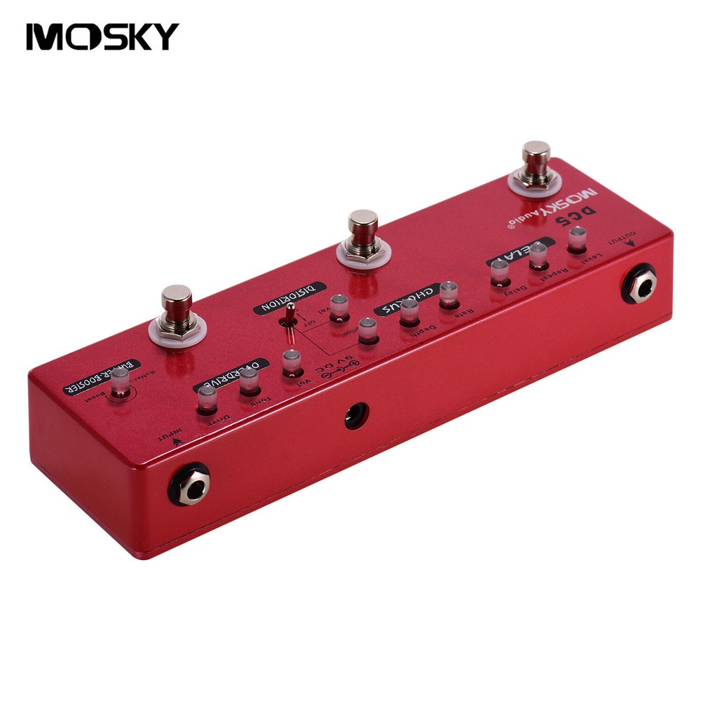 MOSKY Multi-Effects Pedal Delay Chorus Distortion Overdrive Booster Buffer Unit