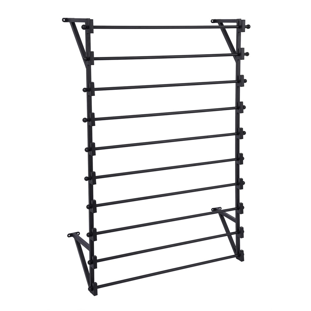 10-Layer Wall Mounted Display Rack, Wall Wrapping Paper Ribbon Organizer Black
