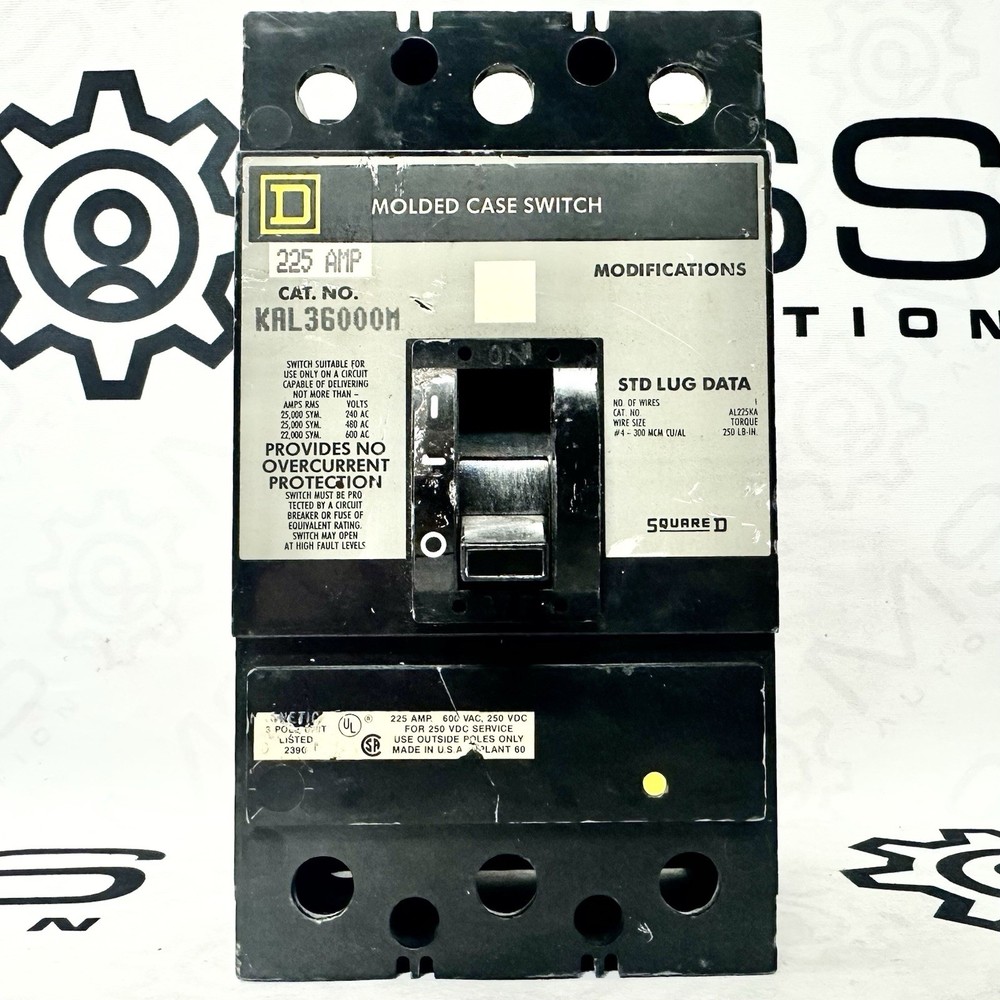 Square D KAL36000M Molded Case Switch 225A 3 Pole 600V KAL