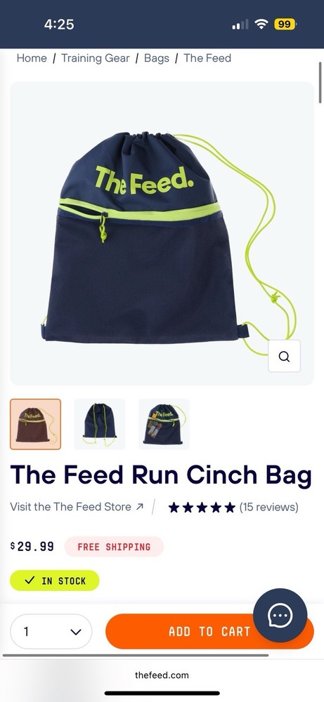 The Feed Drawstring Cinch Bag NEW Run