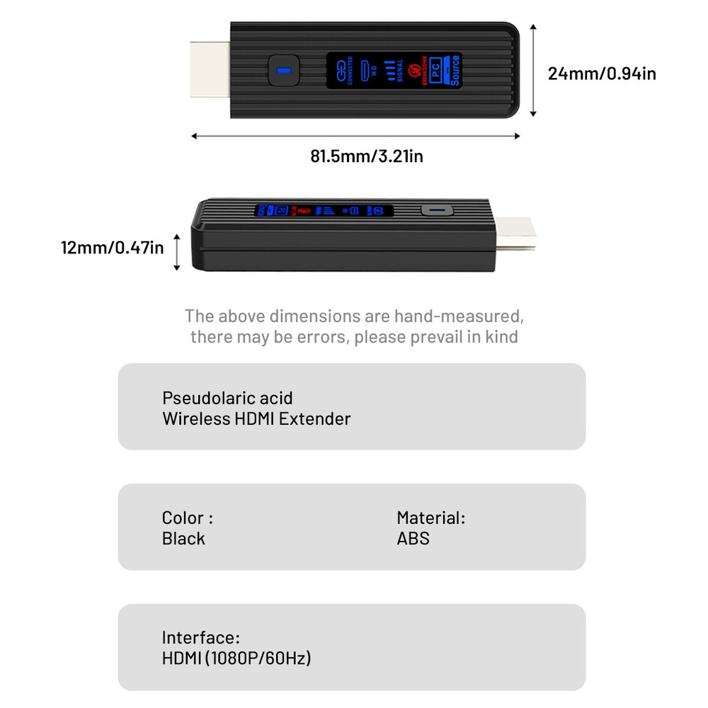 Wireless HDMI Video Transmitter and Receiver PC TV Stick Screen Share Extender