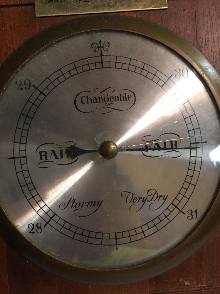 vintage changeable thin line barometer solid Walnut wood