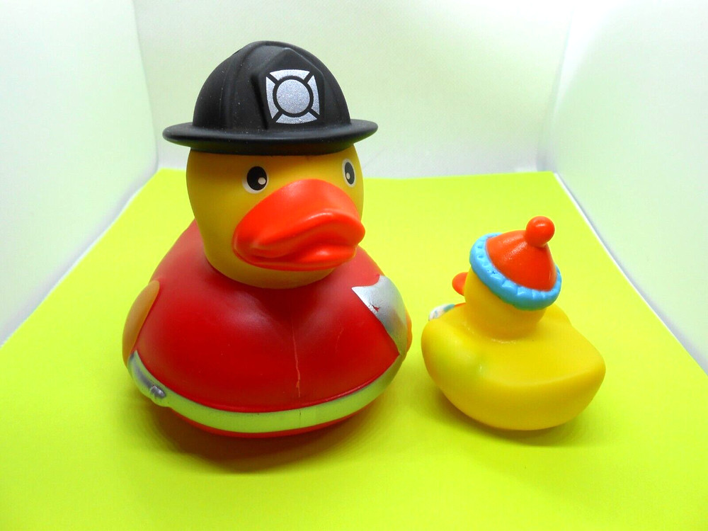Firefighter Bath Toy Duck Large Size-3.5" Rubber Bath Toy - New